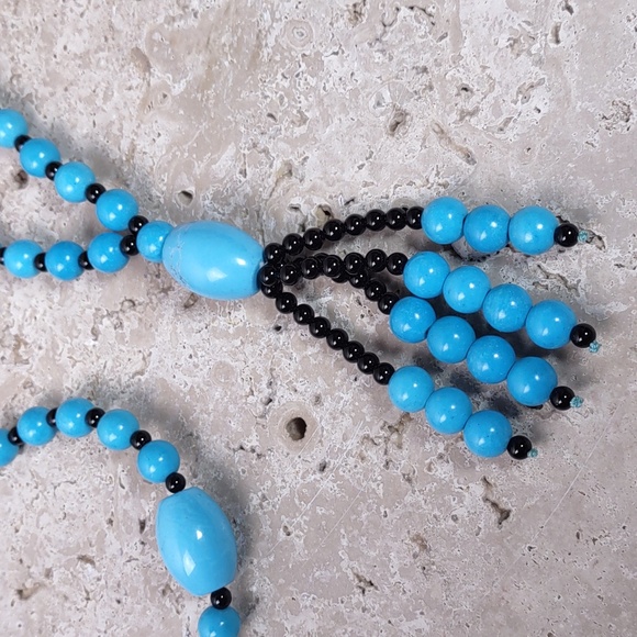 Southwestern Sterling Turquoise/Onyx Necklace - Picture 3 of 12